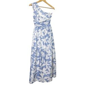 Commense Light Blue Floral One Shoulder Maxi Dress XS NWT Side Slit Lined